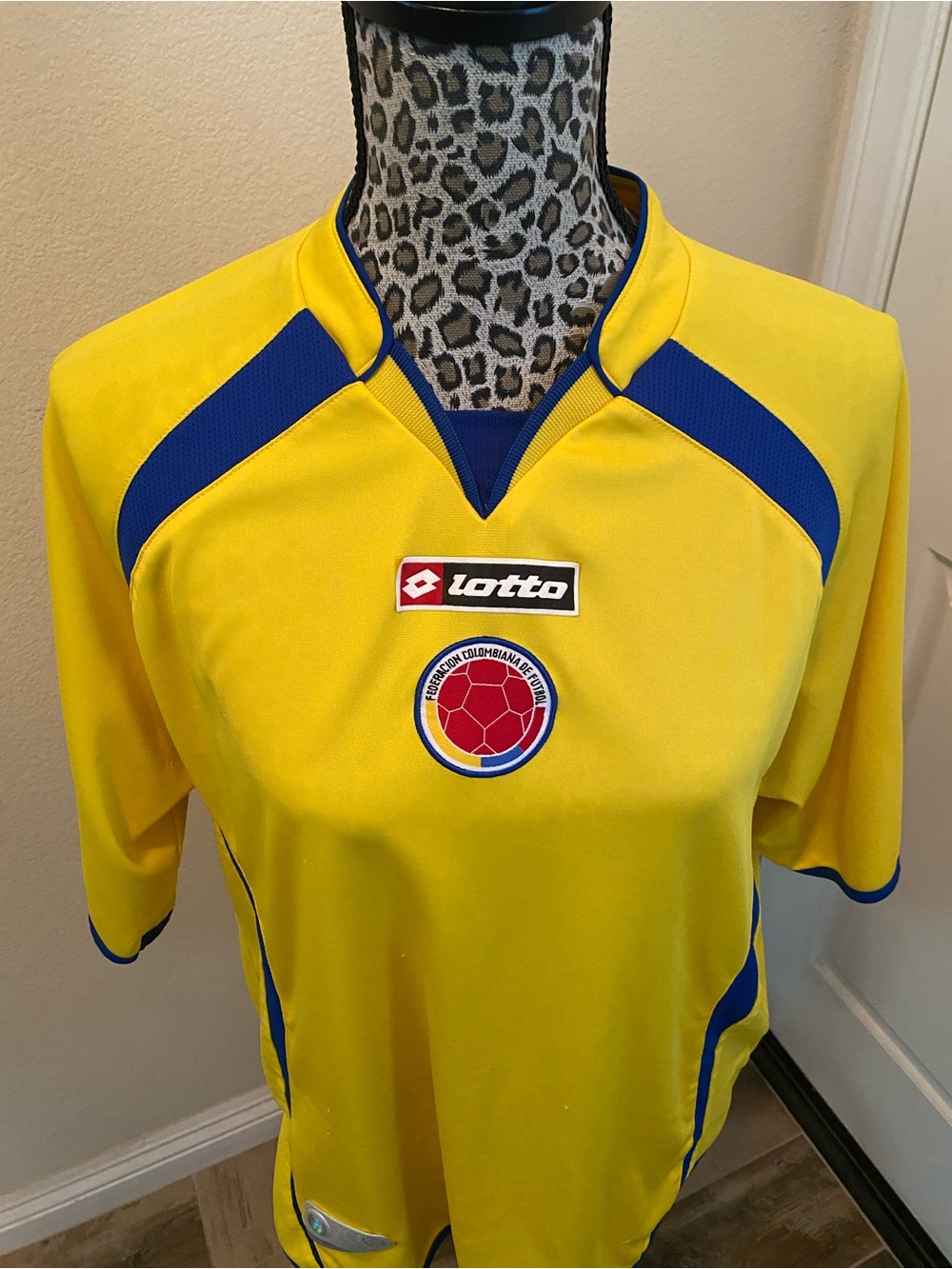 Lotto Men’s Yellow Colombia Soccer Jersey with Blue Accents - Picture 2 of 6